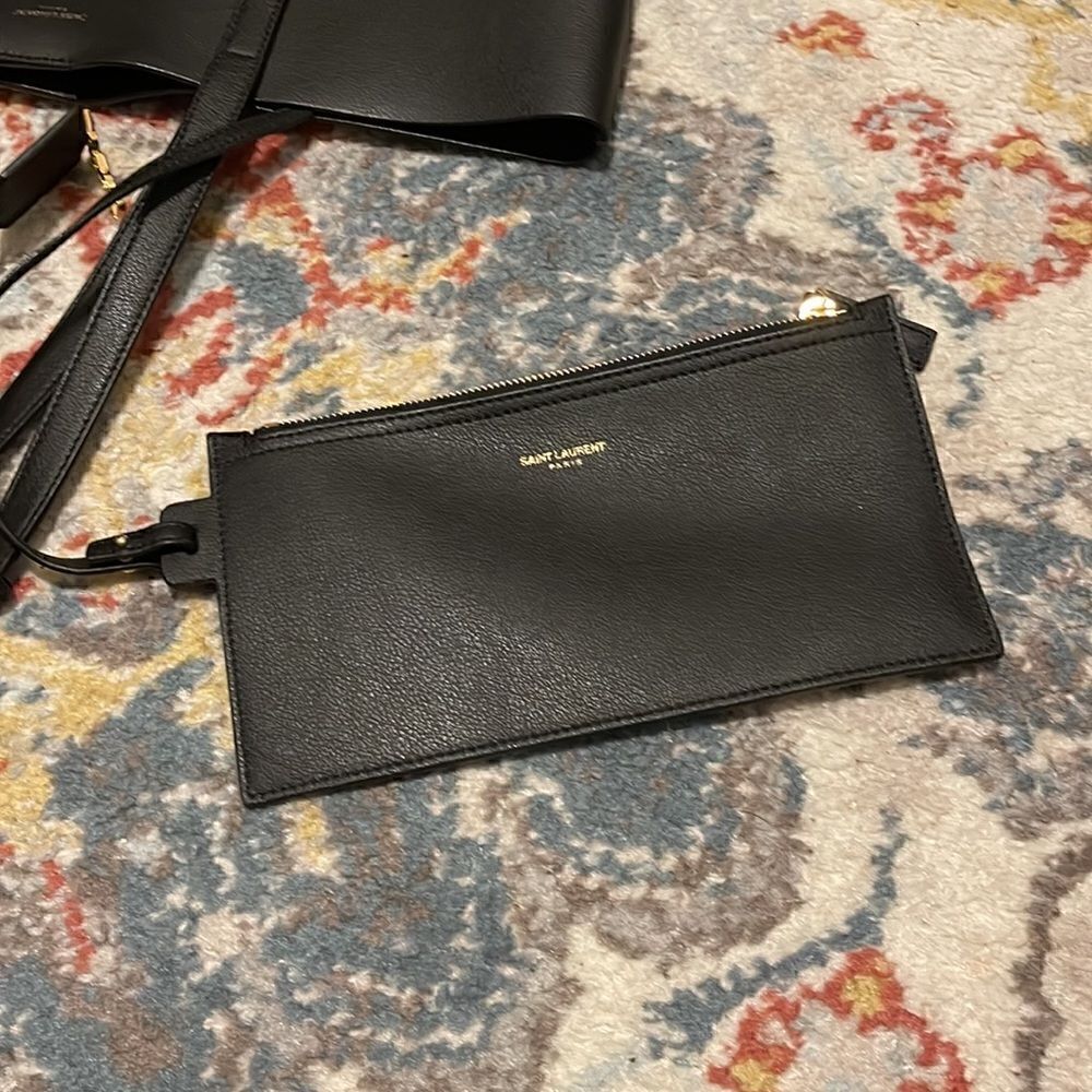 SAINT LAURENT North/South Leather Shopping Bag Tote w/ pouch - Picture 13 of 16